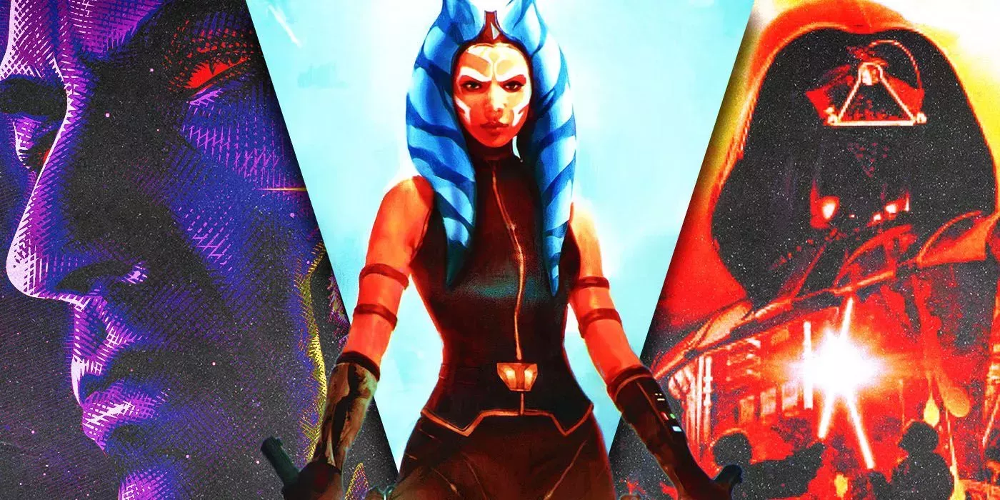 Split Images of Star Wars Heir to The Empire, Ahsoka, and Revenge of The Sith Novel