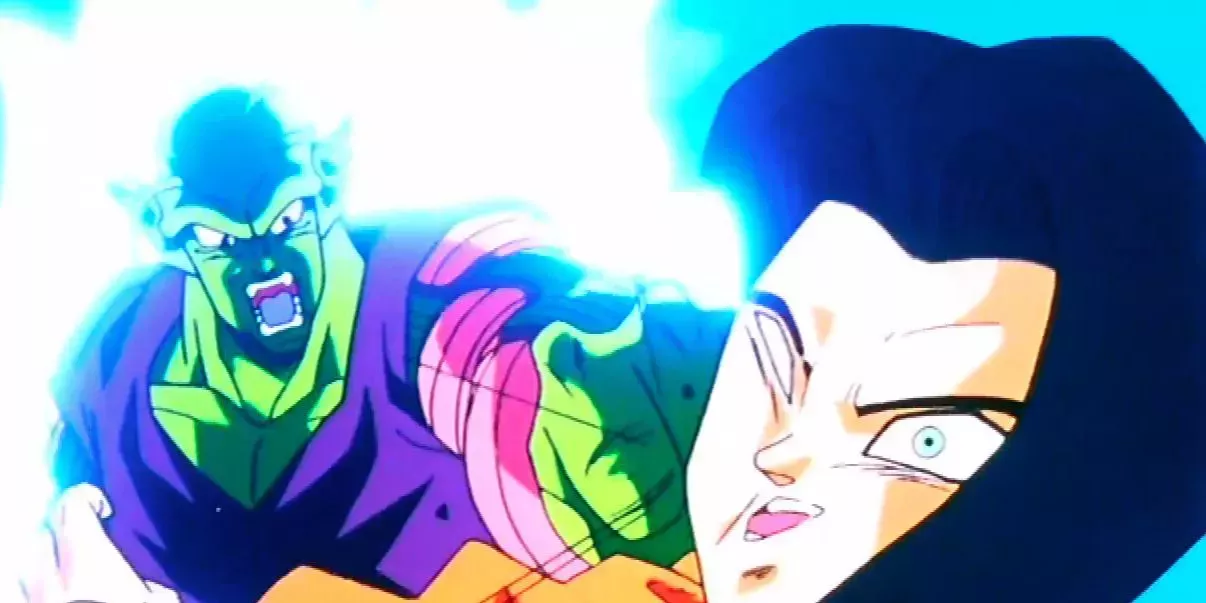 Piccolo punches Android 17 in Dragon Ball Kai.