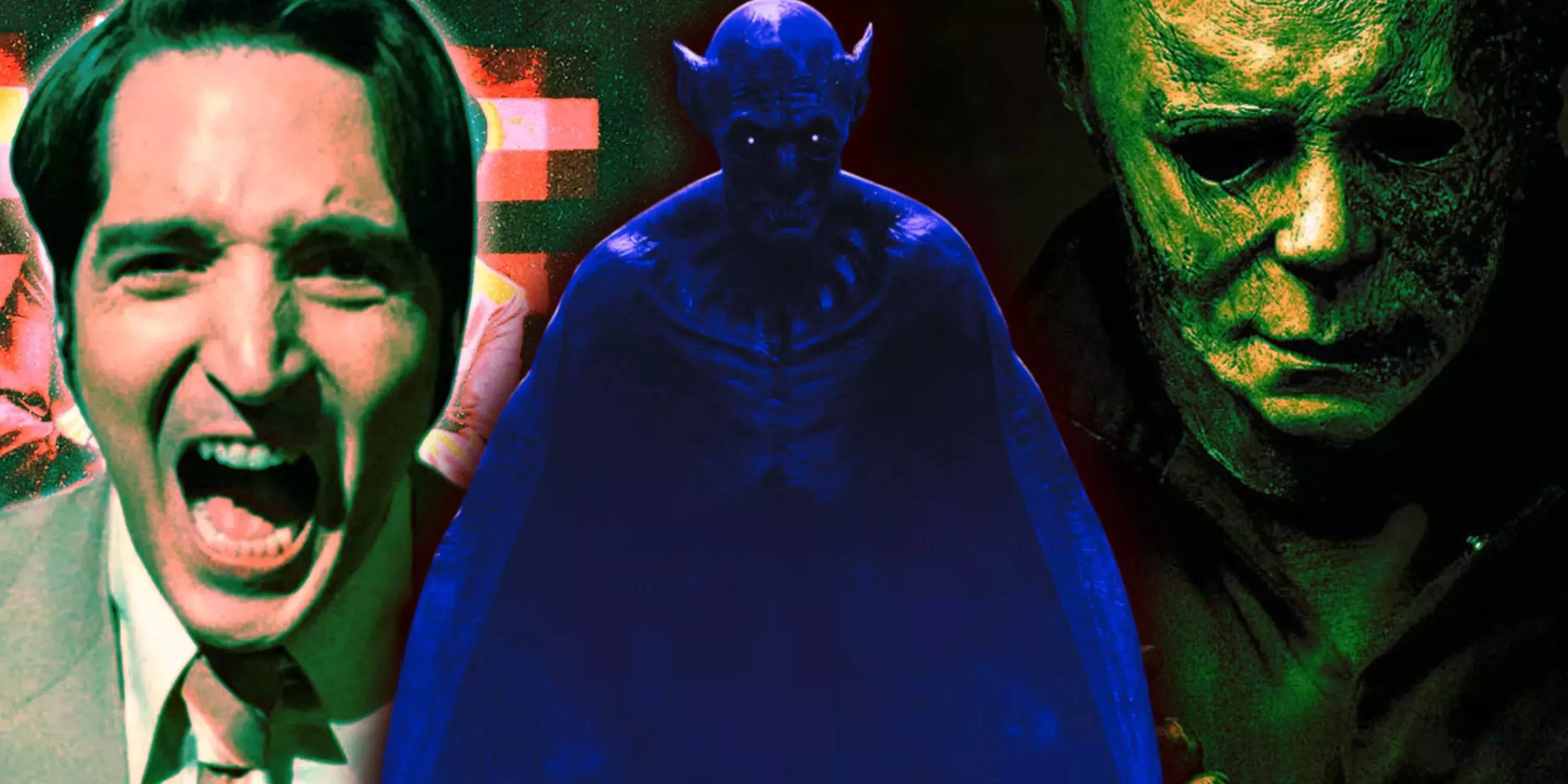 Composite image Late Night with the Devil, Dracula, Michael Myers Halloween Kills