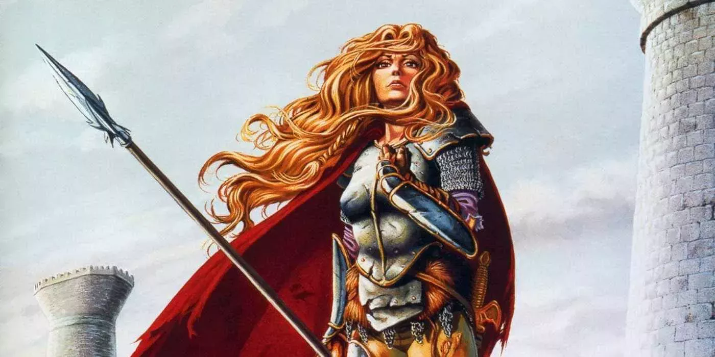 A DnD fighter wields the Dragonlance magic weapon