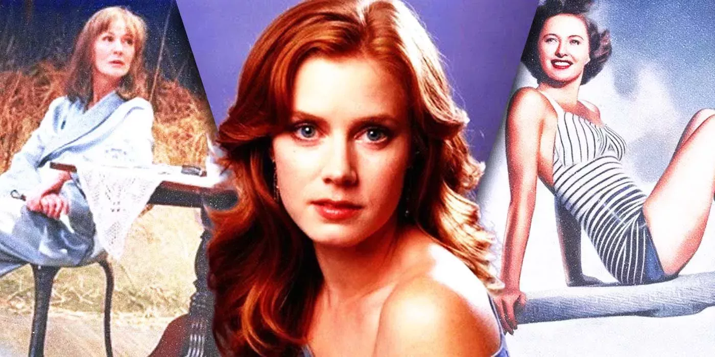 Split Images of Greta Garbo, Amy Adams, and Barbara Stanwyck