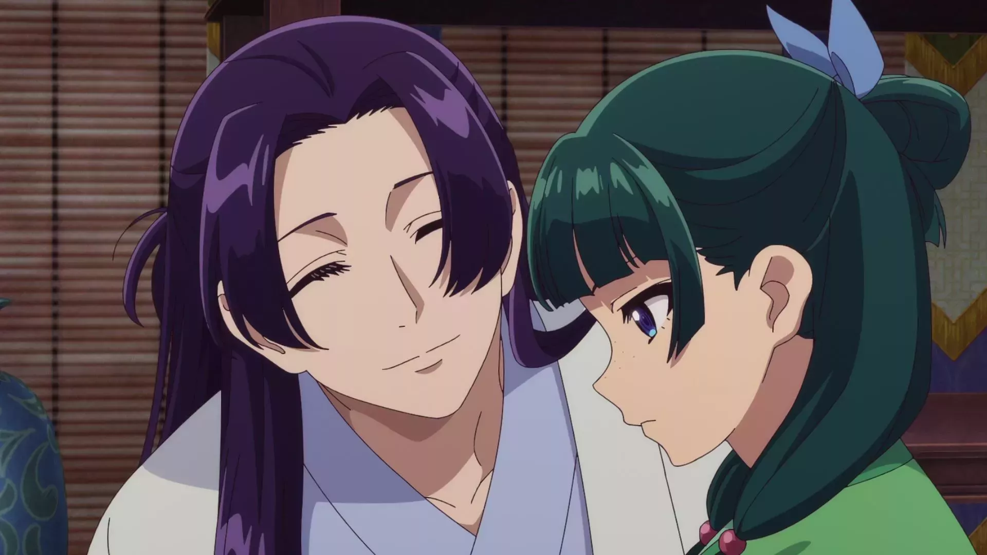 Jinshin smiles at Maomao in The Apothecary Diaries