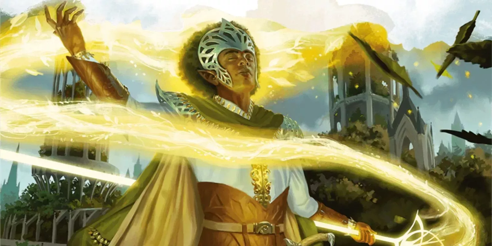 A magic user casting a light spell in Dungeons and Dragons