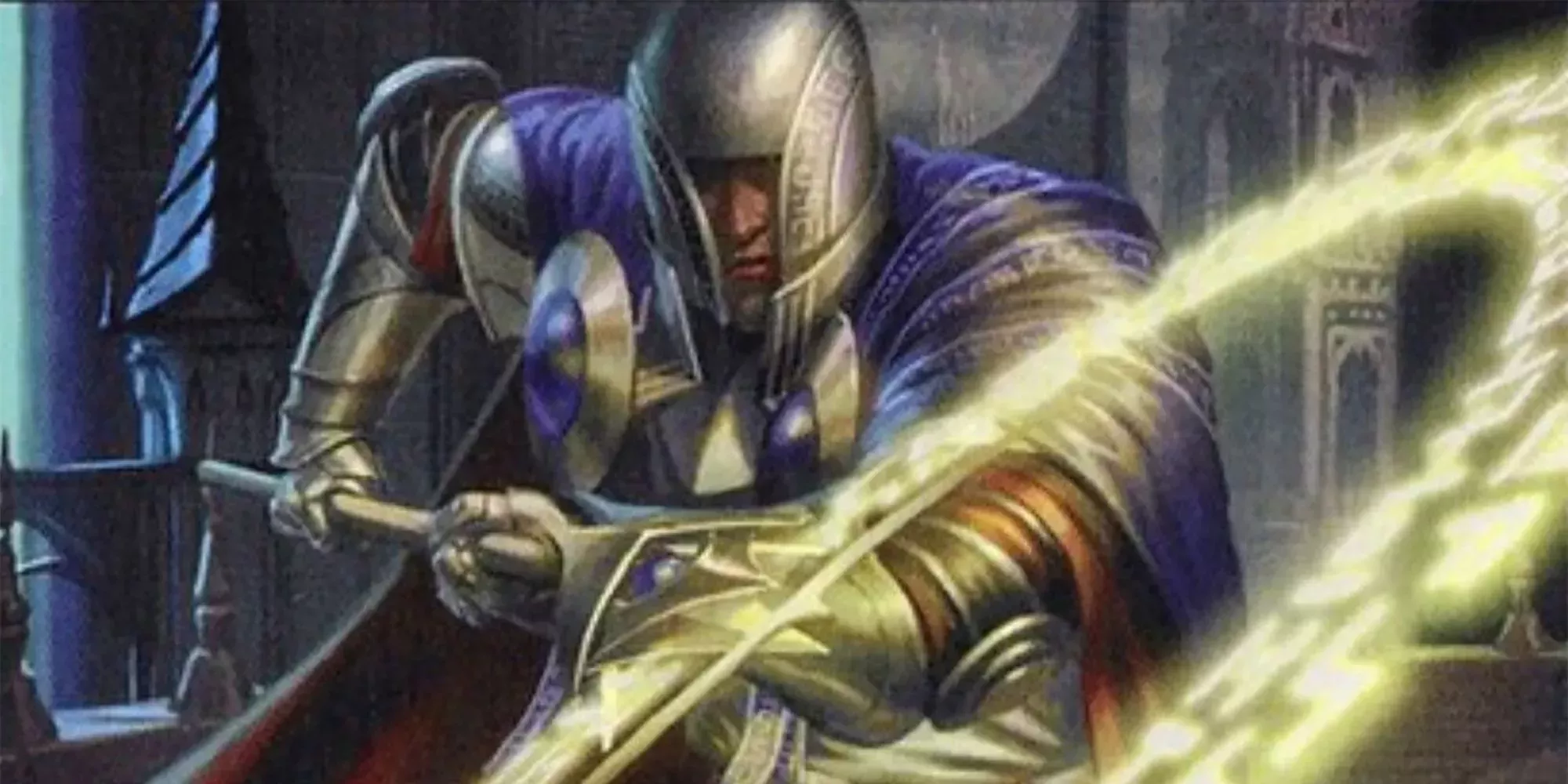 A Rune Knight fighter in DnD 5e using a magical attack.