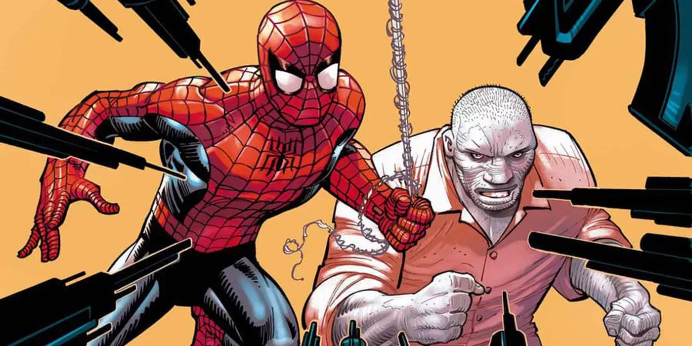 Amazing Spider-Man #40 Gang War cover featuring Spider-Man and Tombstone.