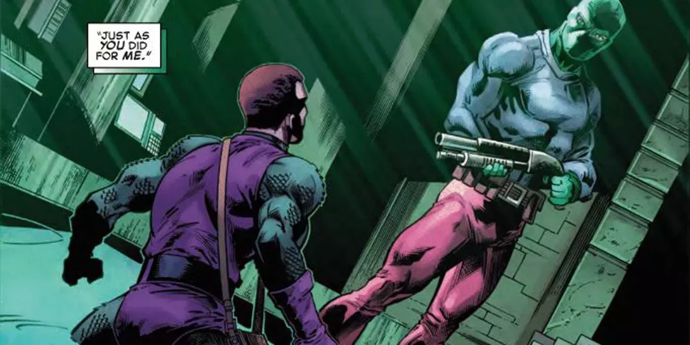 Sin-Eater points a gun at Norman Osborn