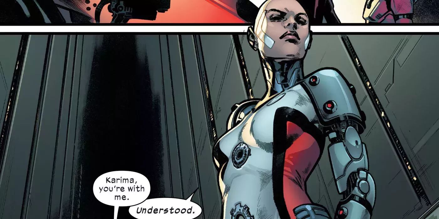 House of X featuring Omega Sentinel looking down on people