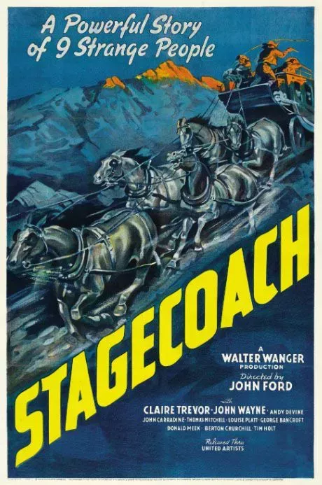 Stagecoach 1939 film poster with racing horses 