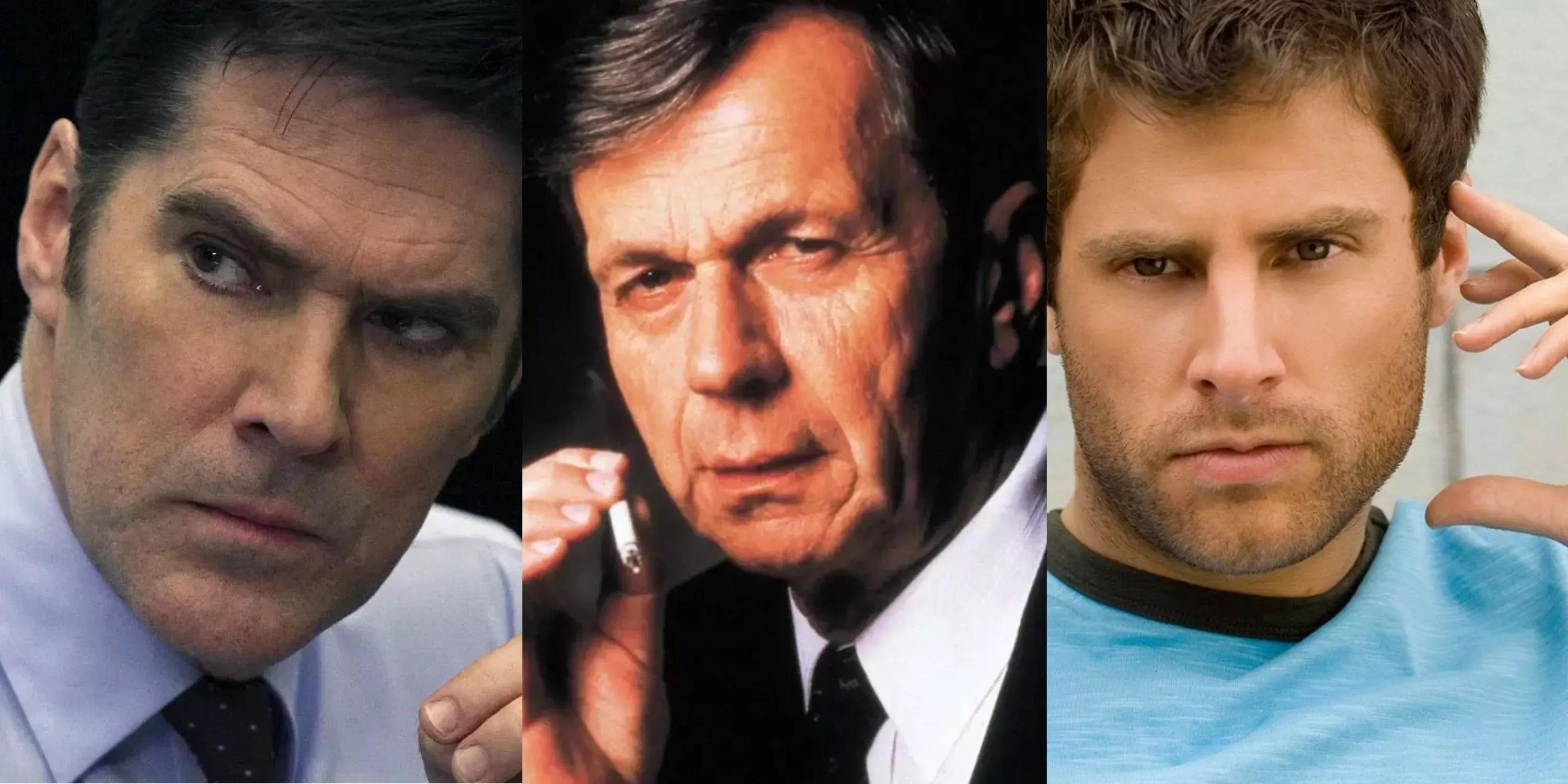 Split image Hotch Criminal Minds, Smoking Man X-Files, Shawn Psych