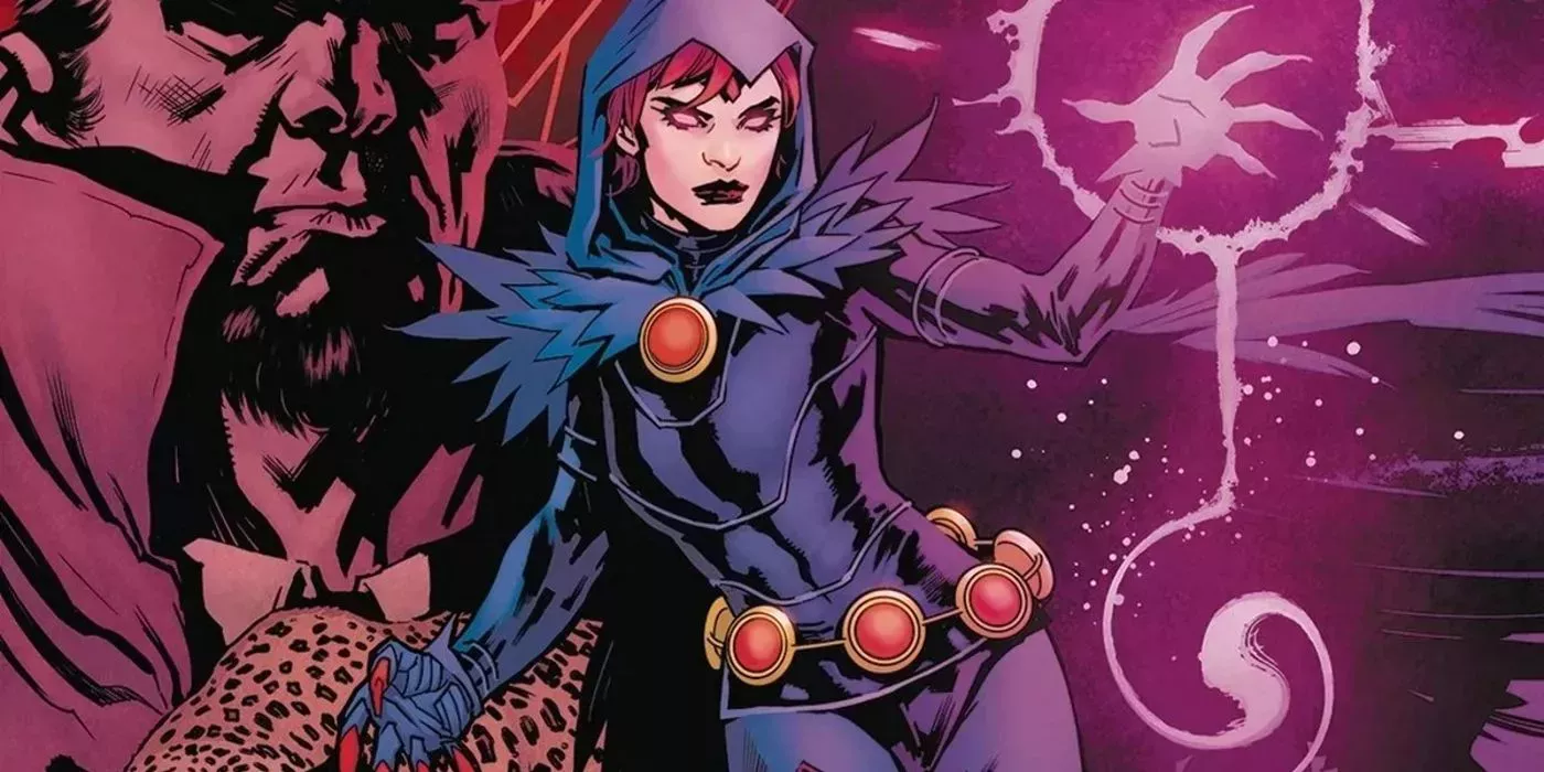 Raven casts a spell in DC Comics.