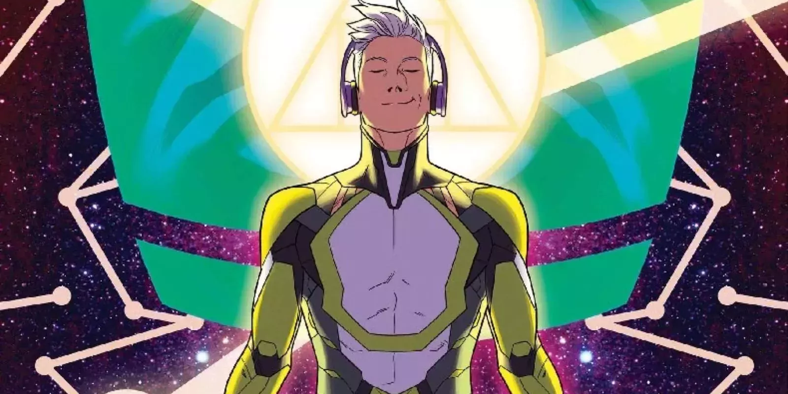 Noh-Varr Captain Marvel with headphones on from Marvel Comics.