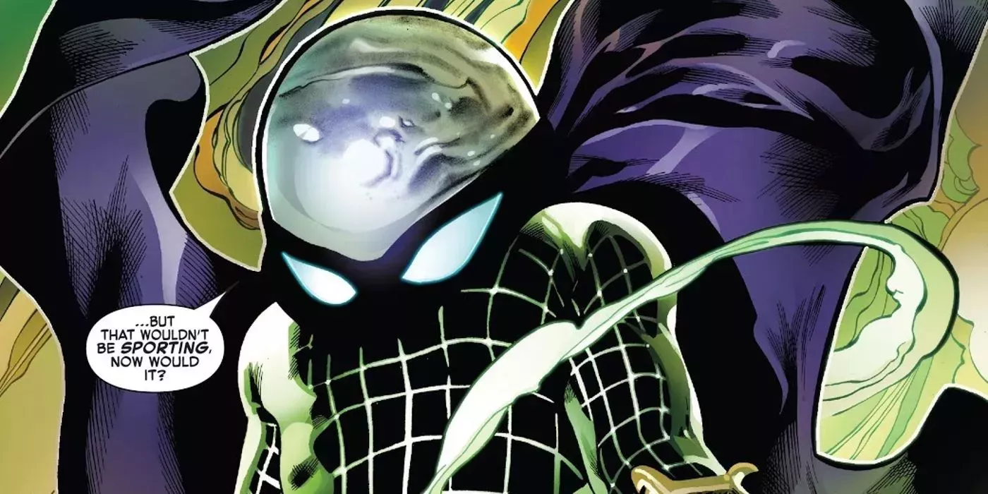 Mysterio bonds to the Venom symbiote with a dark sheen to his costume