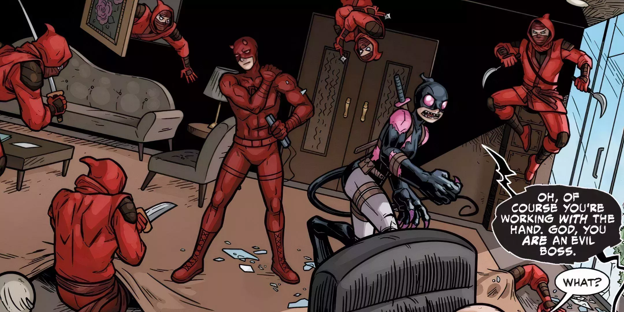 Gwenpool and Daredevil Surrounded by the Hand