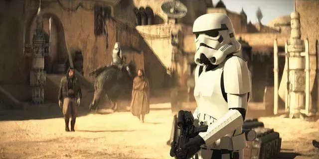 A Stormtrooper stationed in Mos Eisley in Star Wars Outlaws