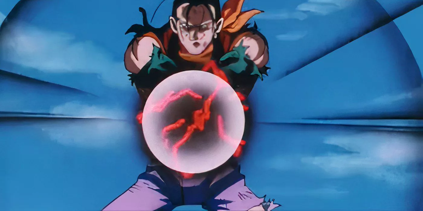 Super 17 fires his Electro Eclipse Bomb attack in Dragon Ball GT.