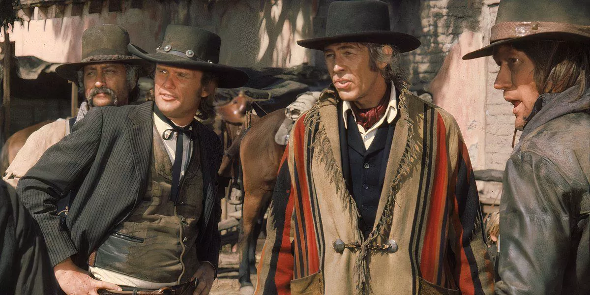 Pat Garrett and Billy the Kid assess the situation in a western town