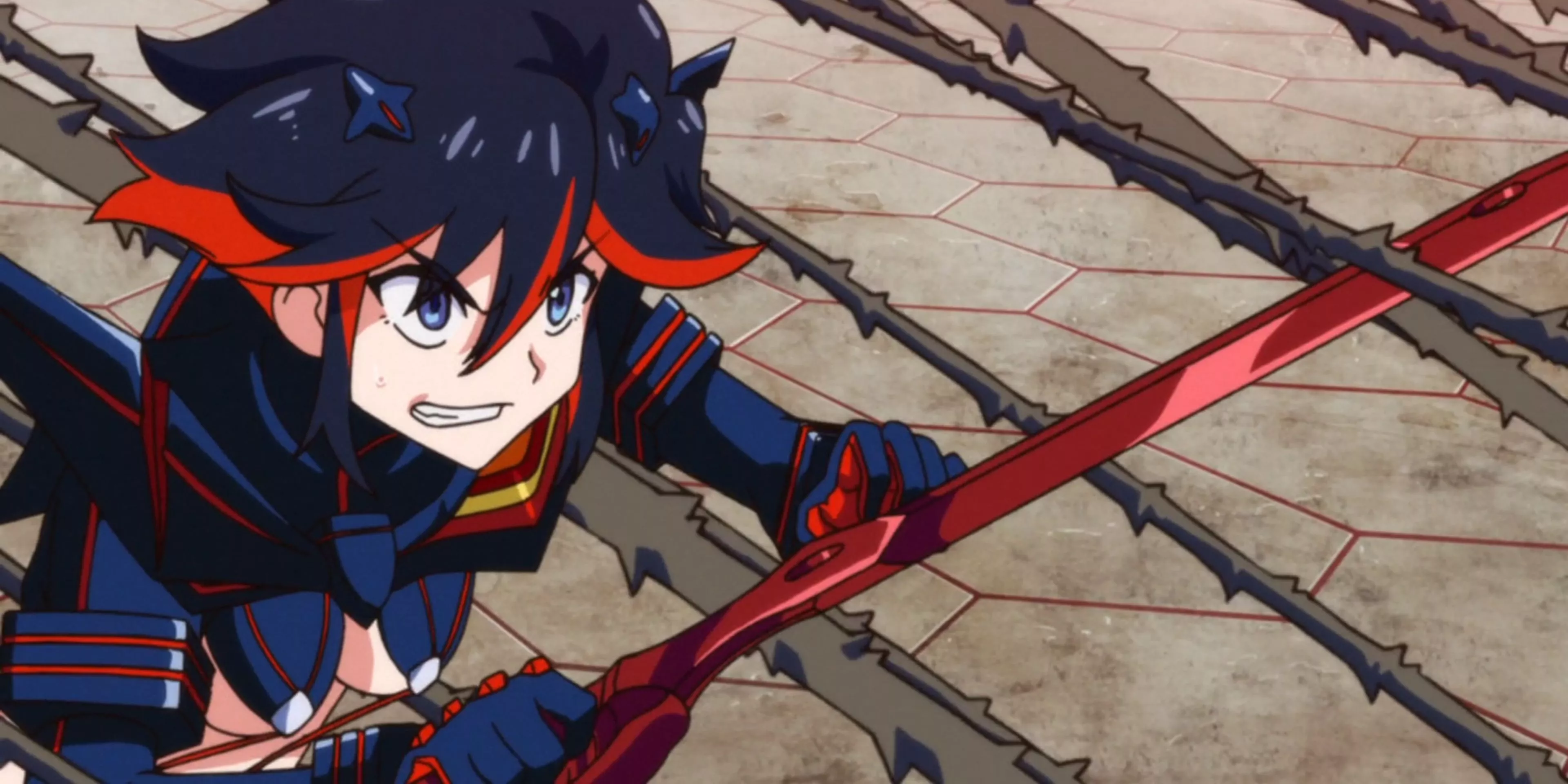 Ryuko Matoi charges into battle with her Red Scissor Blade In Kill La Kill.