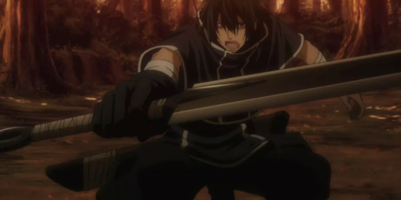 Saizō Kirigakure uses the Mari-Blade to protect Isanami in the Brave 10 anime.