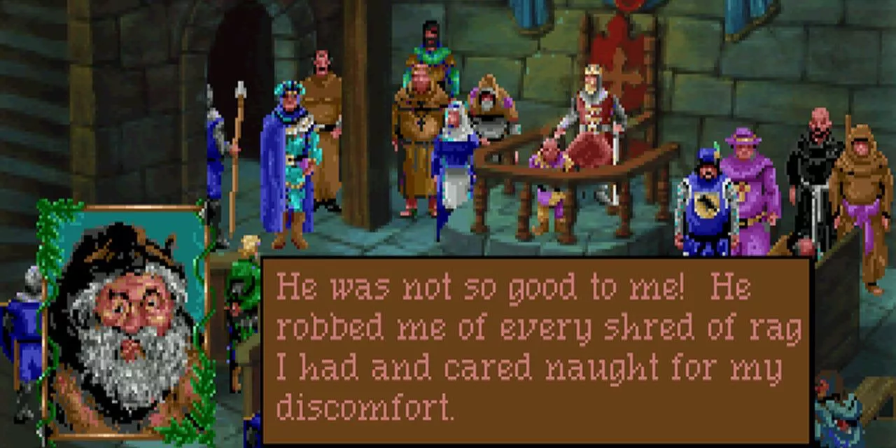 A beggar testifies against Robin Hood in Conquests of the Longbow