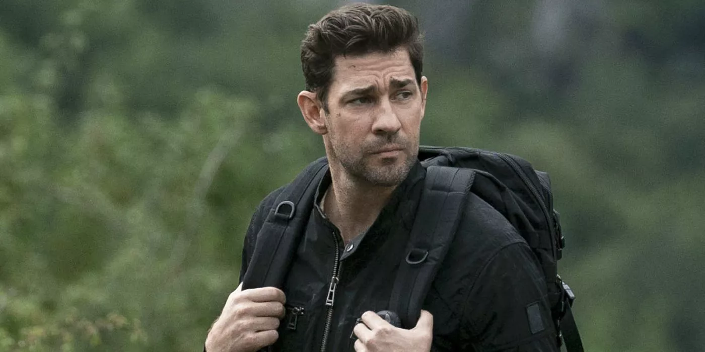 John Krasinski as Jack Ryan has a serious expression