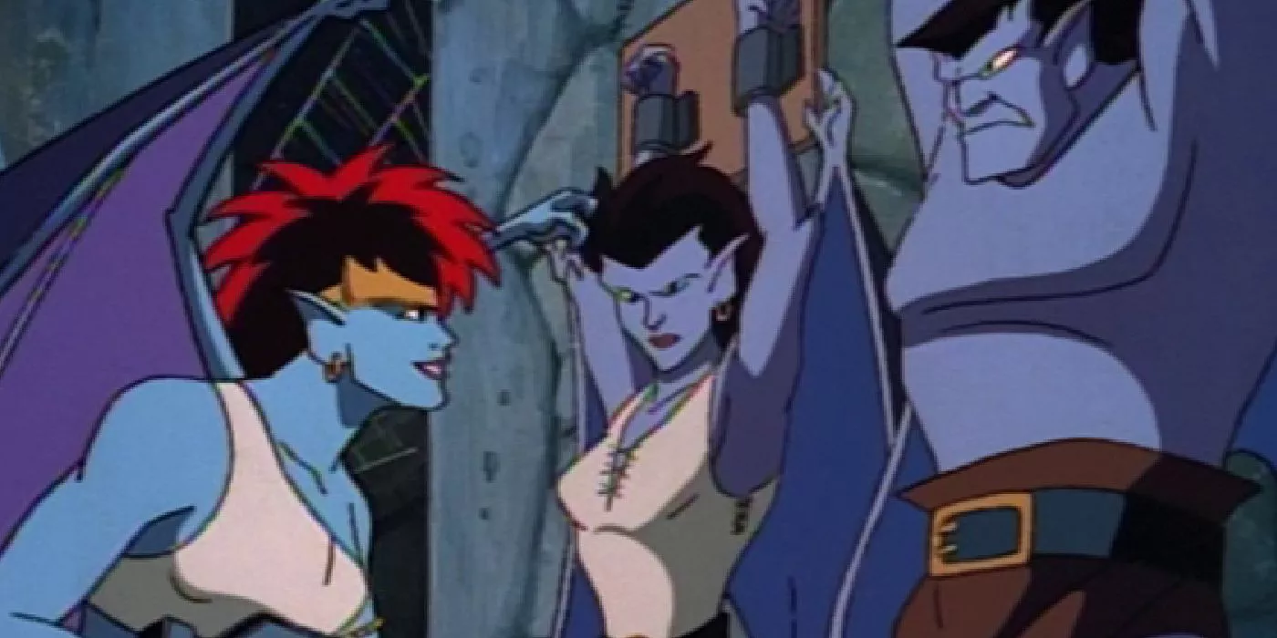 Demona holds Goliath and Angela prisoner - Gargoyles