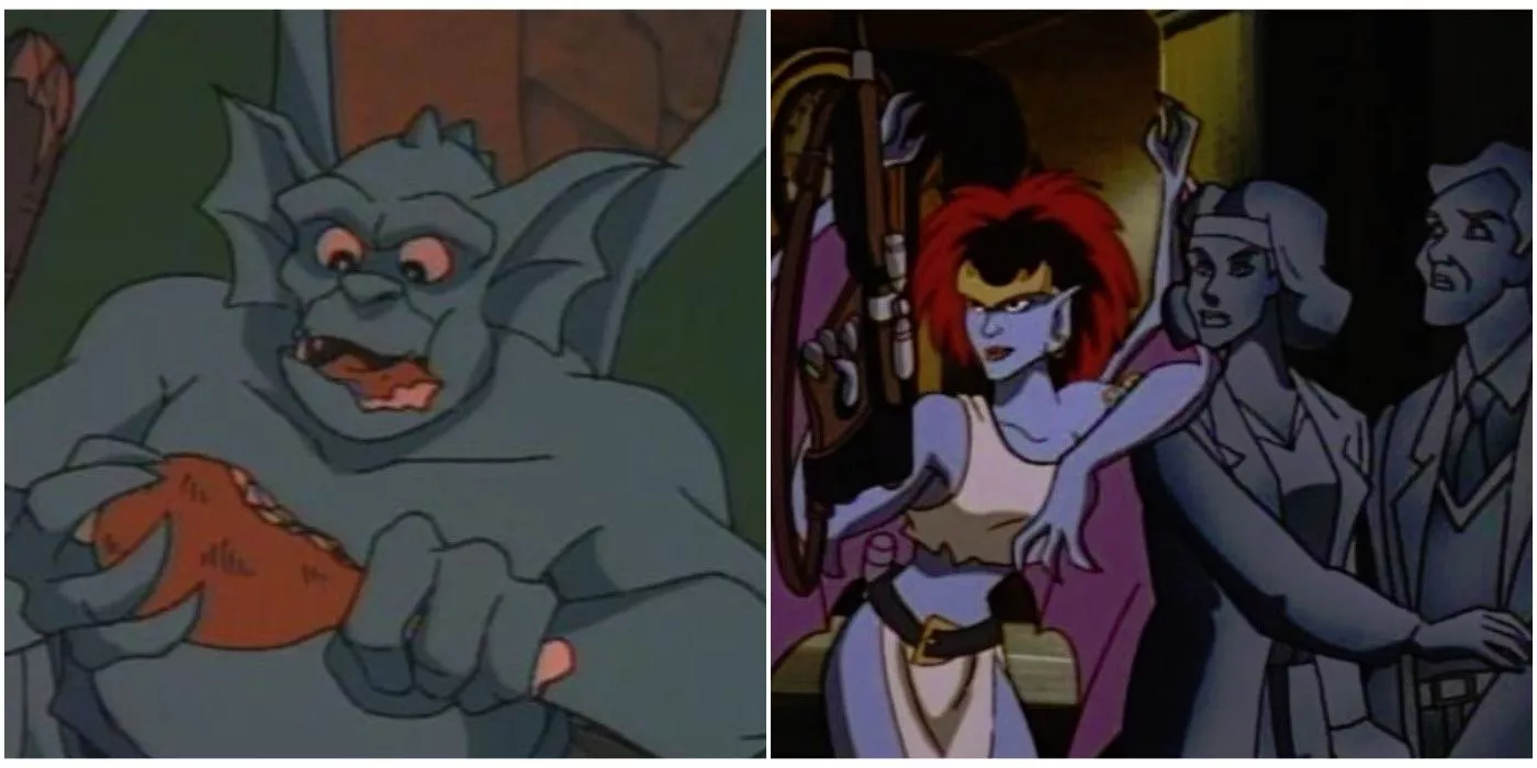 Gargoyle Eating Chicken & Demona in City of Stone
