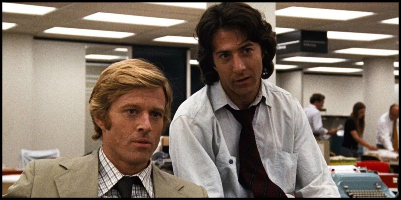 Robert Redford y Dustin Hoffman en Todos los Hombres del Presidente