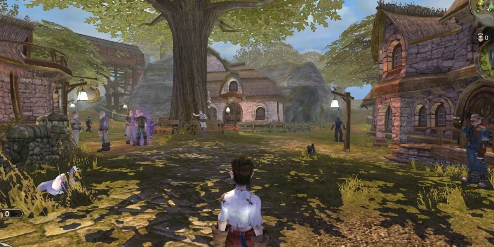 Fable Gameplay with a player standing in town