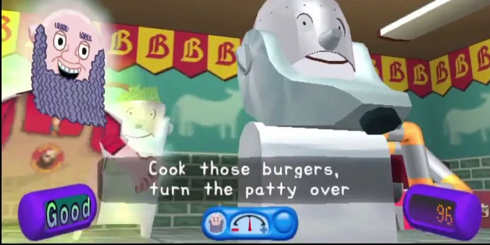 The Beard Burger Master raps "Toasty Buns" in PaRappa the Rapper 2.
