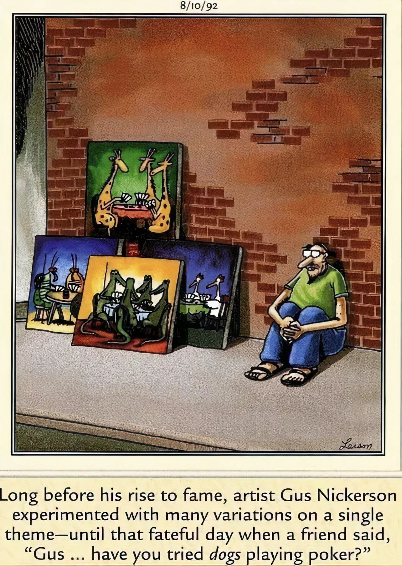 Misnamed artist Cassius Marcellus Coolidge sells paintings before his famous 'A Friend in Need' painting in 1903 is created.
