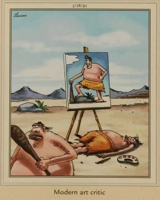 A caveman leaves a painter caveman passed out after he slams a club over his head.