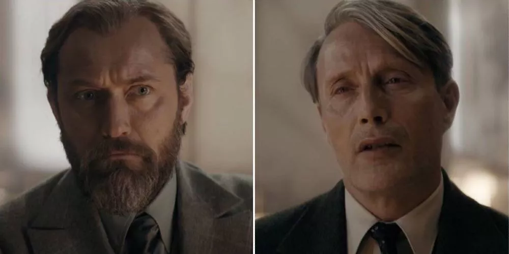 Dumbledore y Grindelwald de Fantastic Beasts: Secrets of Dumbledore.