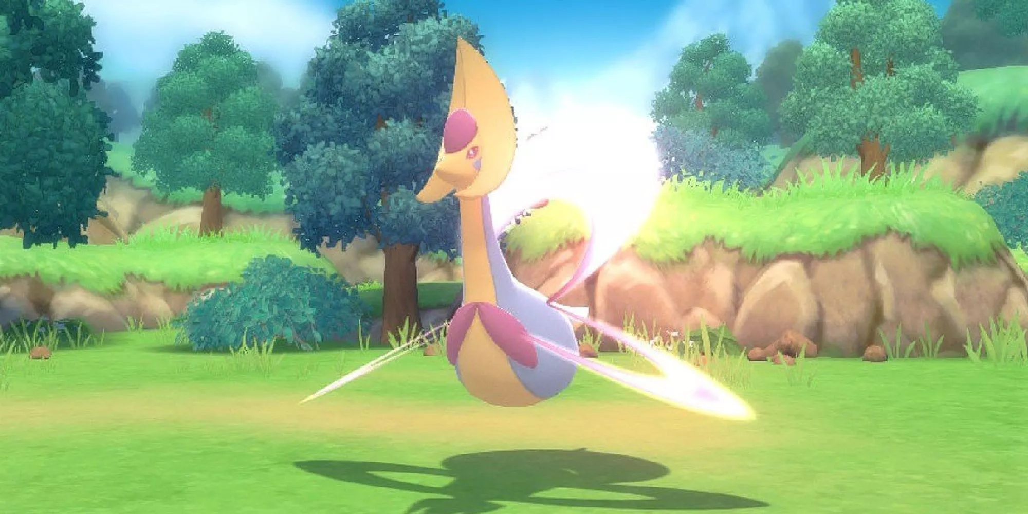 Cresselia roams the fields of Sinnoh in Pokemon Brilliant Diamond & Shining Pearl.