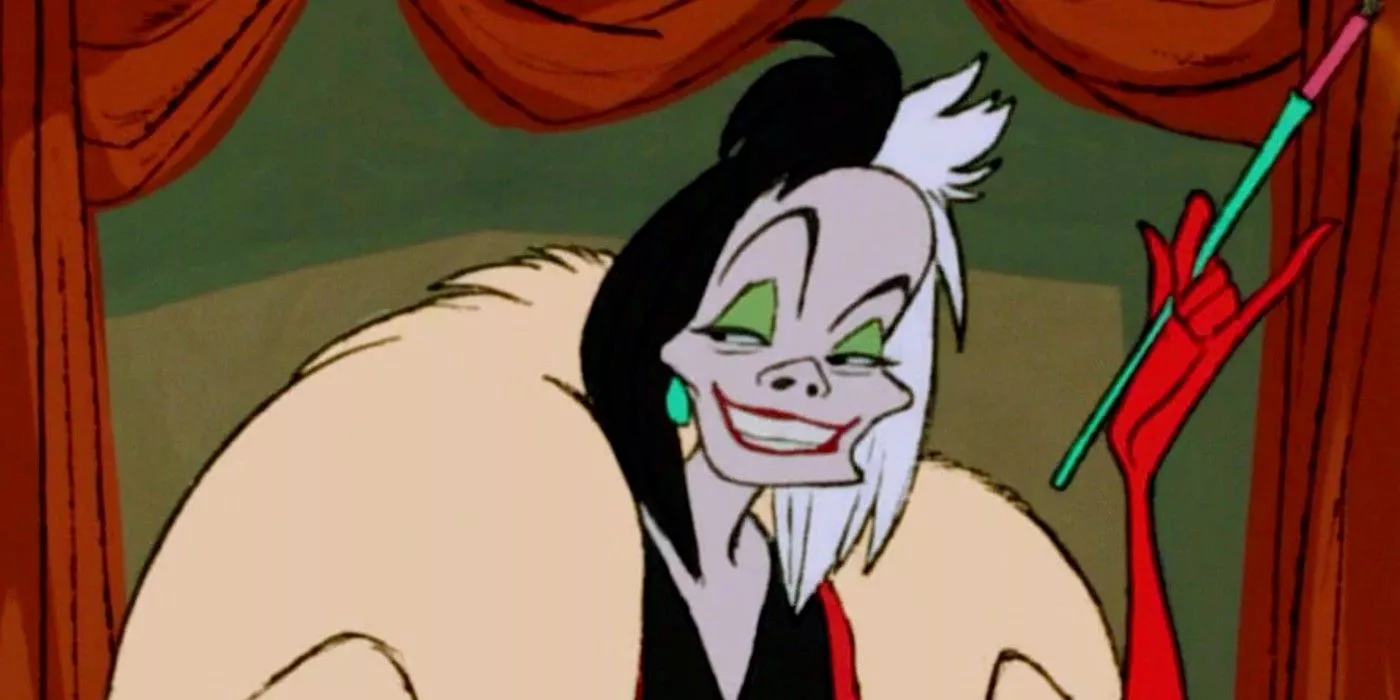 Cruella de Vil sosteniendo un cigarrillo en 101 dálmatas