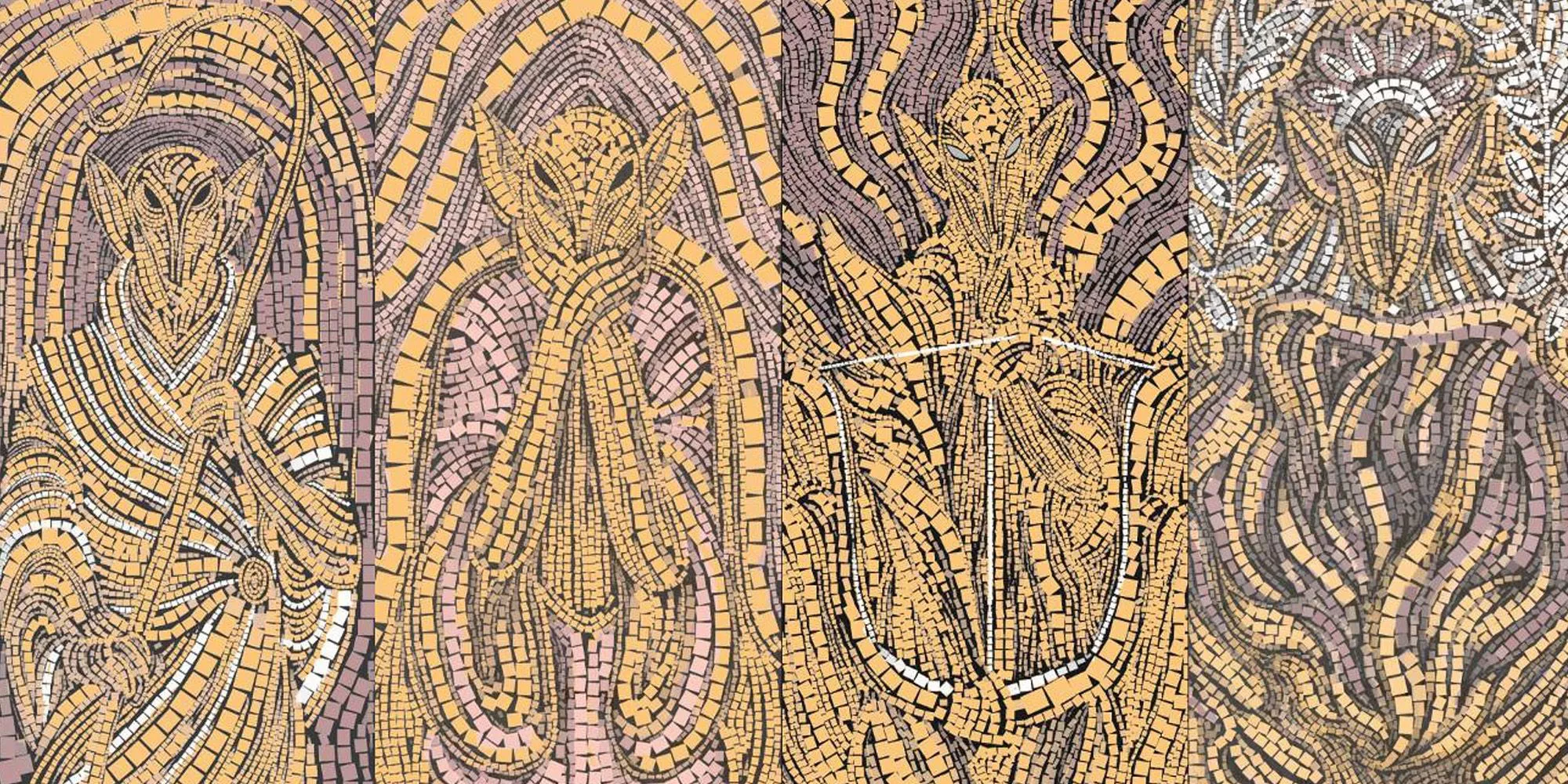 Dragon Age Temple of Mythal Murals show the Evanuris