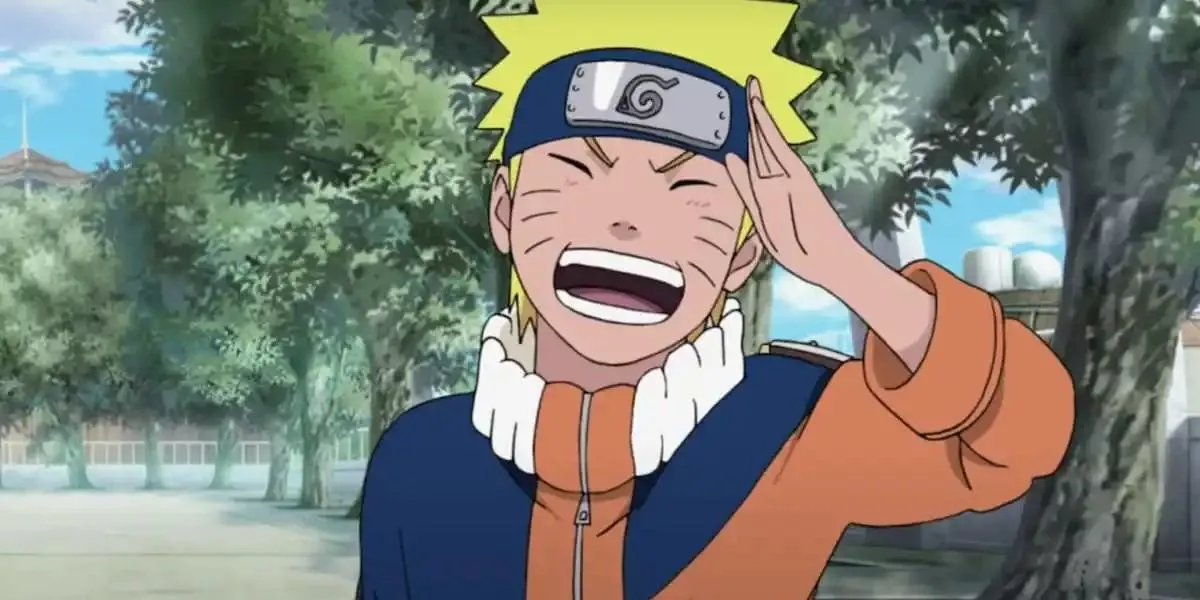 Naruto Uzumaki is saluting someone in Naruto.