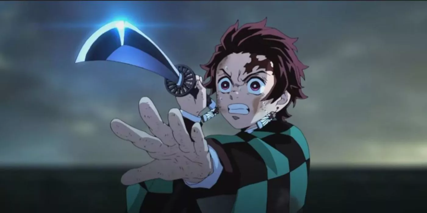 Tanjiro Kamado throws his sword