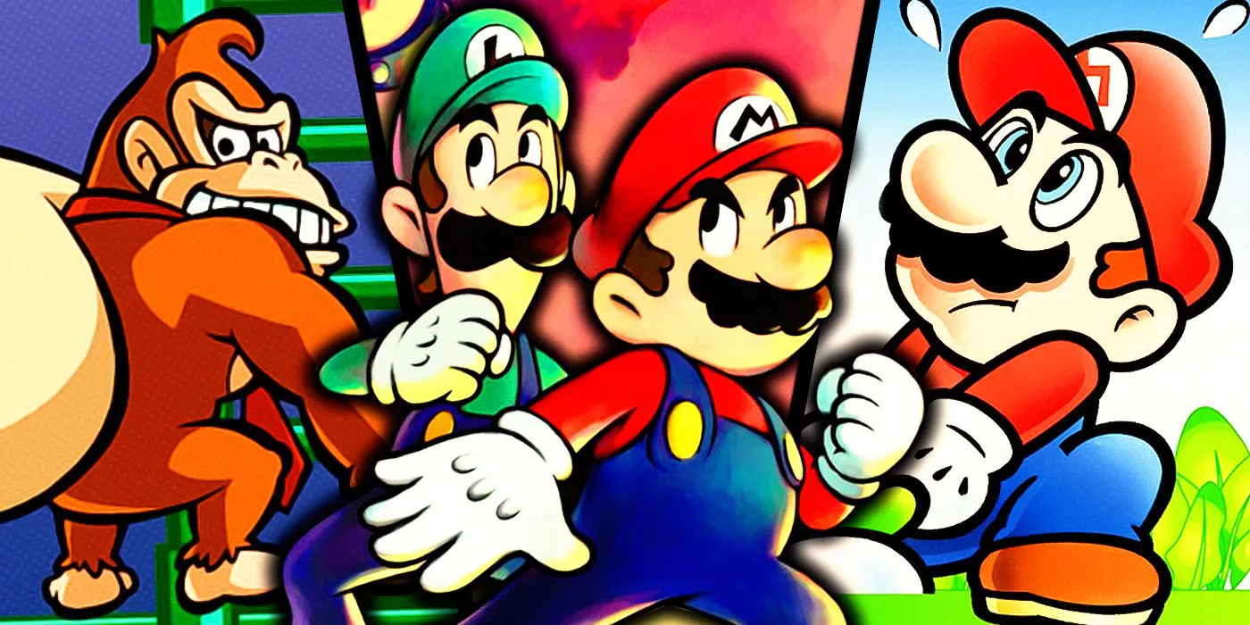 Donkey Kong in Mario vs. Donkey Kong GBA, Mario and Luigi in Mario & Luigi Superstar Saga and Mario in Super Mario Advance 1