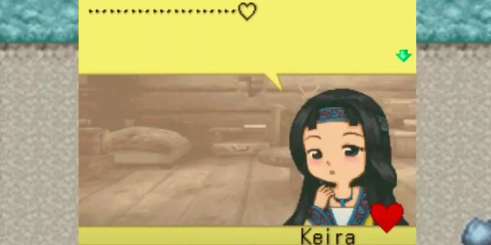 Keira can't speak, so she can only make a heart when getting married in Harvest Moon DS.