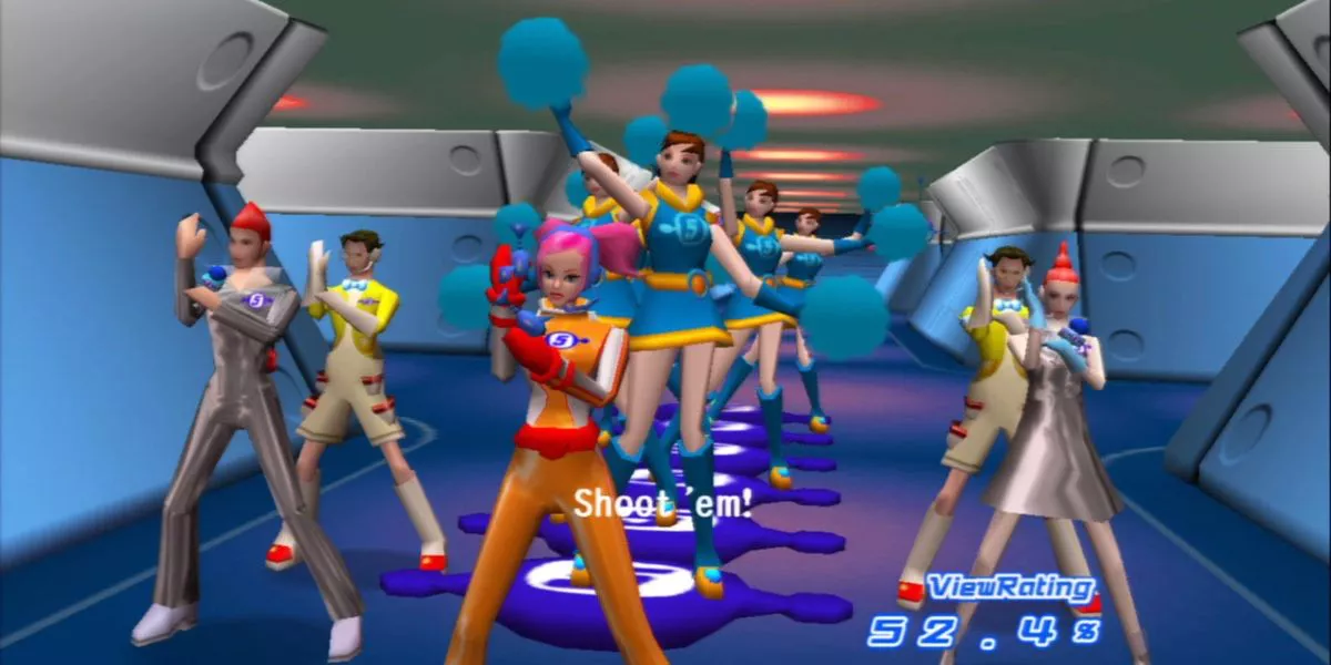 Ulala retaking the news station in Space Channel 5 Part 2 game