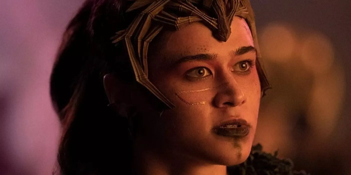 Close up of Jentorra (Katy O'Brian) looking right in Ant-Man and the Wasp: Quantumania