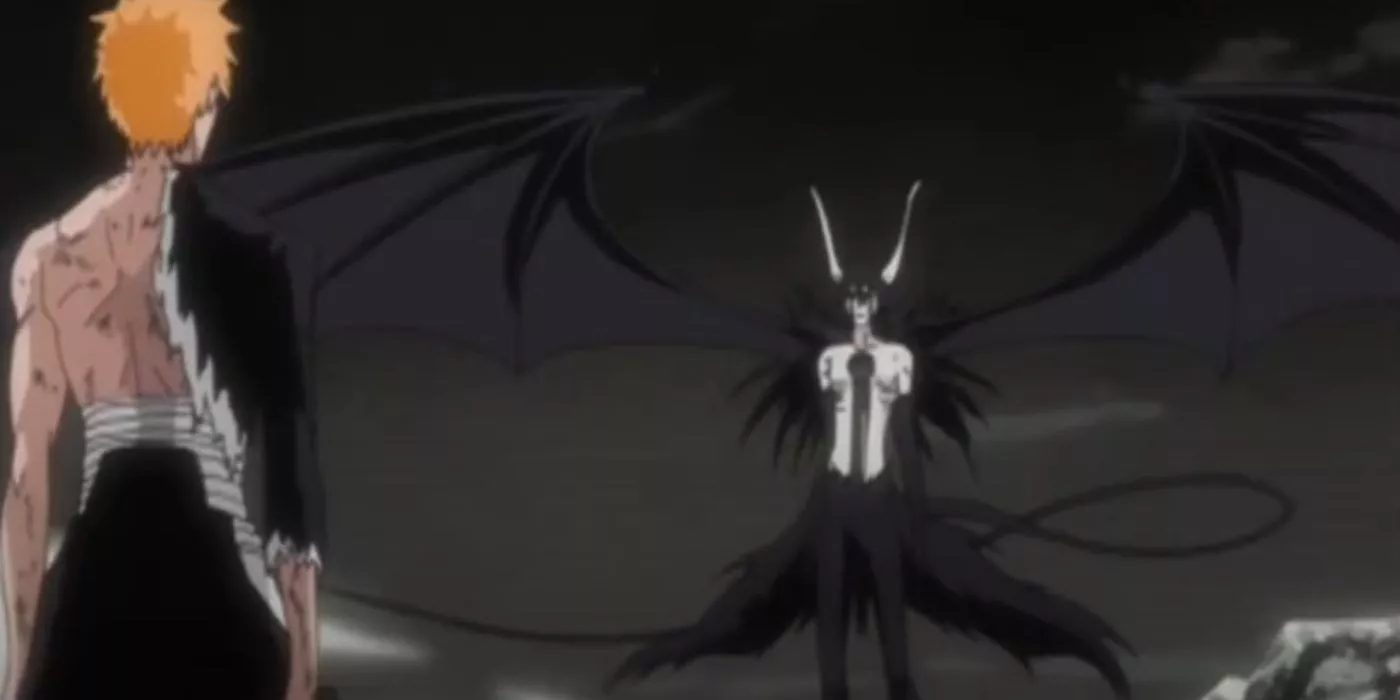 Ulquiorra reveals his Resurreccion Segunda Etapa to Ichigo during their fight in Bleach.