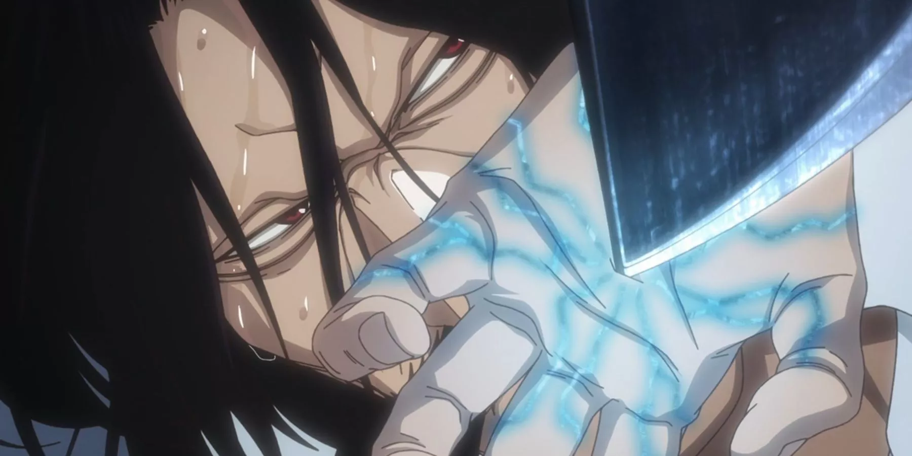 Yhwach bloquea la espada de Ichigo con Blut Vene 2