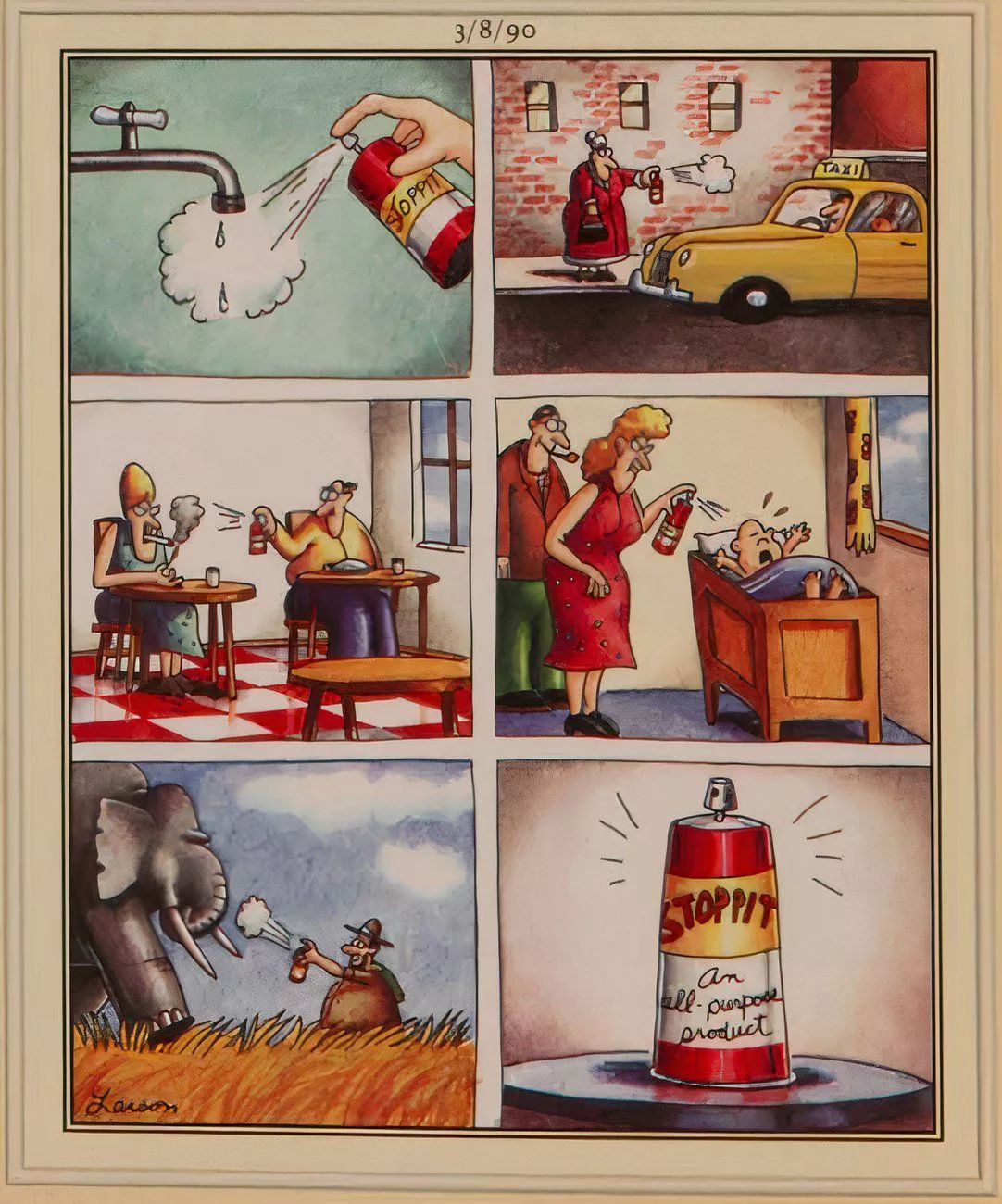 People use a STOPPIT can which they spray on crying babies, taxis, and even elephants.