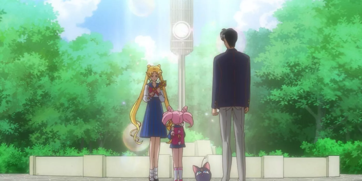Usagi y Chibiusa se despiden en Sailor Moon Crystal