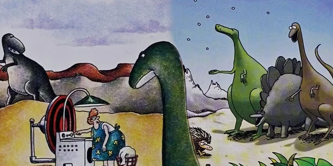 Las 10 tiras cómicas más oscuras de The Far Side sobre dinosaurios, clasificadas
