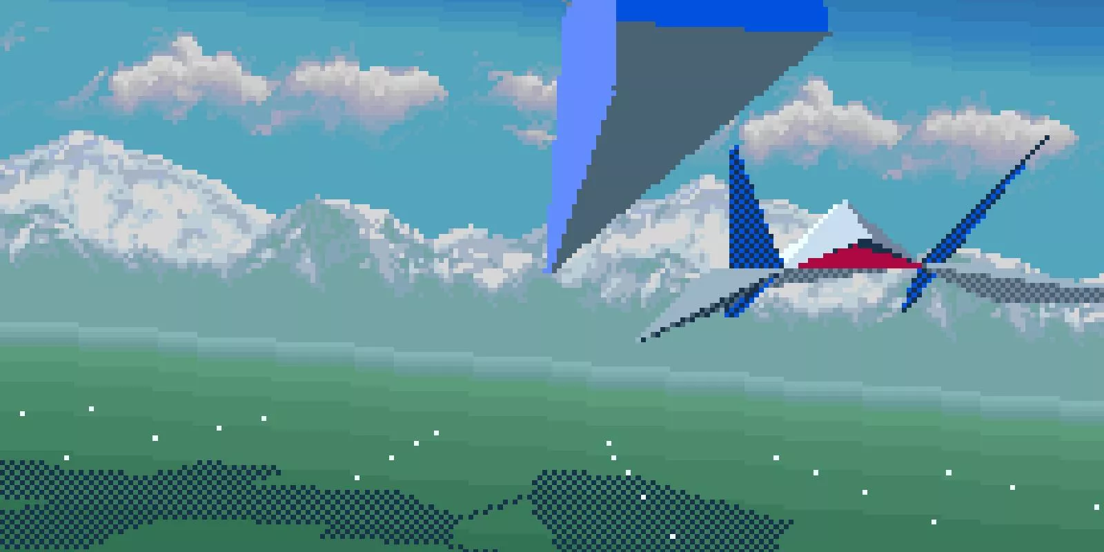 Image from Star Fox showing the player's Arwing on the game's first level.
