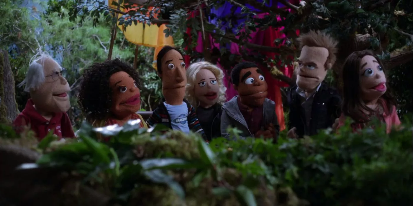 El grupo de Community aparece como marionetas en un bosque