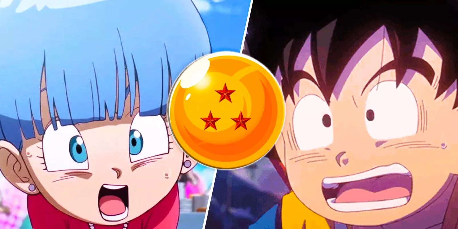 Mini Bulma and Goku shocked with the 3-star Dragon Ball in Daima.