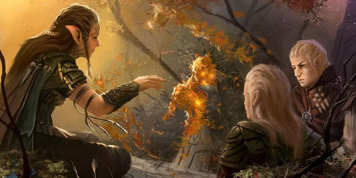 Un grupo de eladrin se encuentran en el bosque.